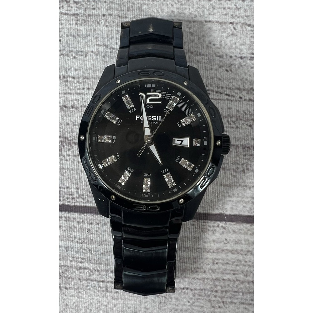 Fossil‎ Black Stainless Steel Crystal Accent Watch For Parts